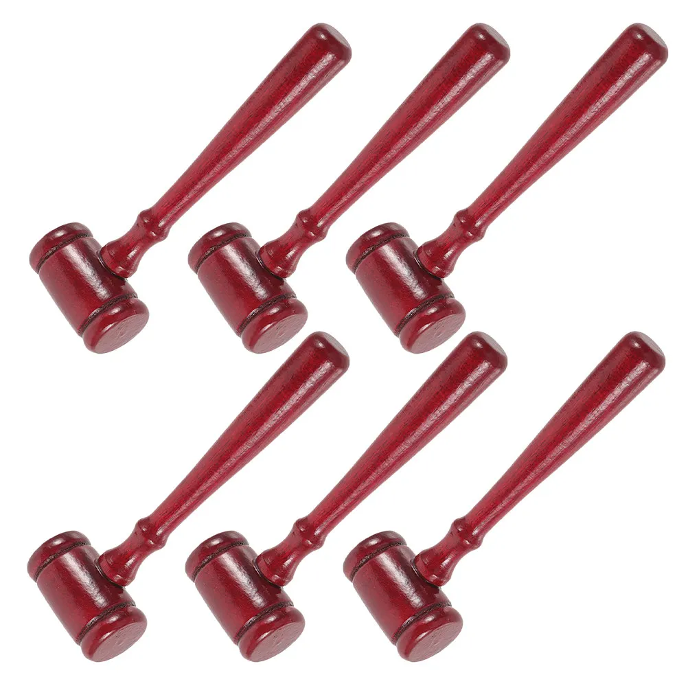 

6Pcs Mini Wooden Judge Gavel Role Play Prop Halloween Courtroom Drama School Play Costume Party Auction Mallet