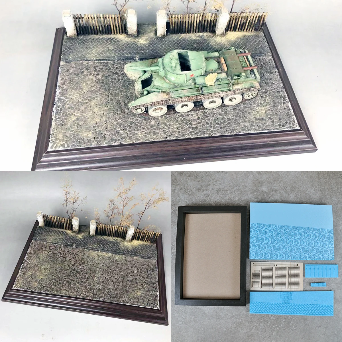 

Assembly Architectural Building model diorama Scale model kit Wood Display Base tank Vehicles armored car display stand 1/35
