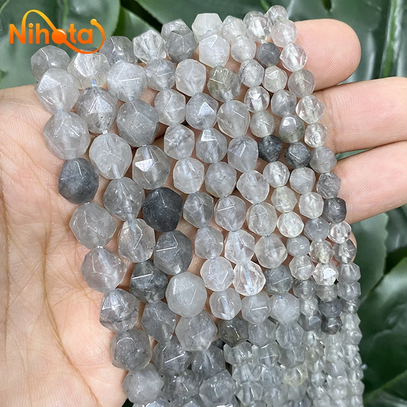 Natural Faceted Cloud Crystal Demon Quartz Spacer Beads 6/8/10mm DIY for Charms Jewelry Making Necklaces Ear Studs 14\