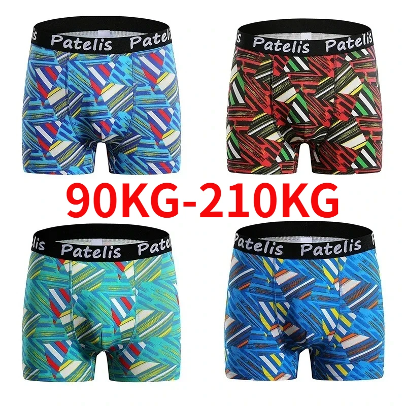 

Мужские боксеры больших размеров 90-210 кг, трусы, шорты большого размера для 7XL, 6XL, 5XL, удобное нижнее белье, хлопковые мужские трусы с геометрическим принтом