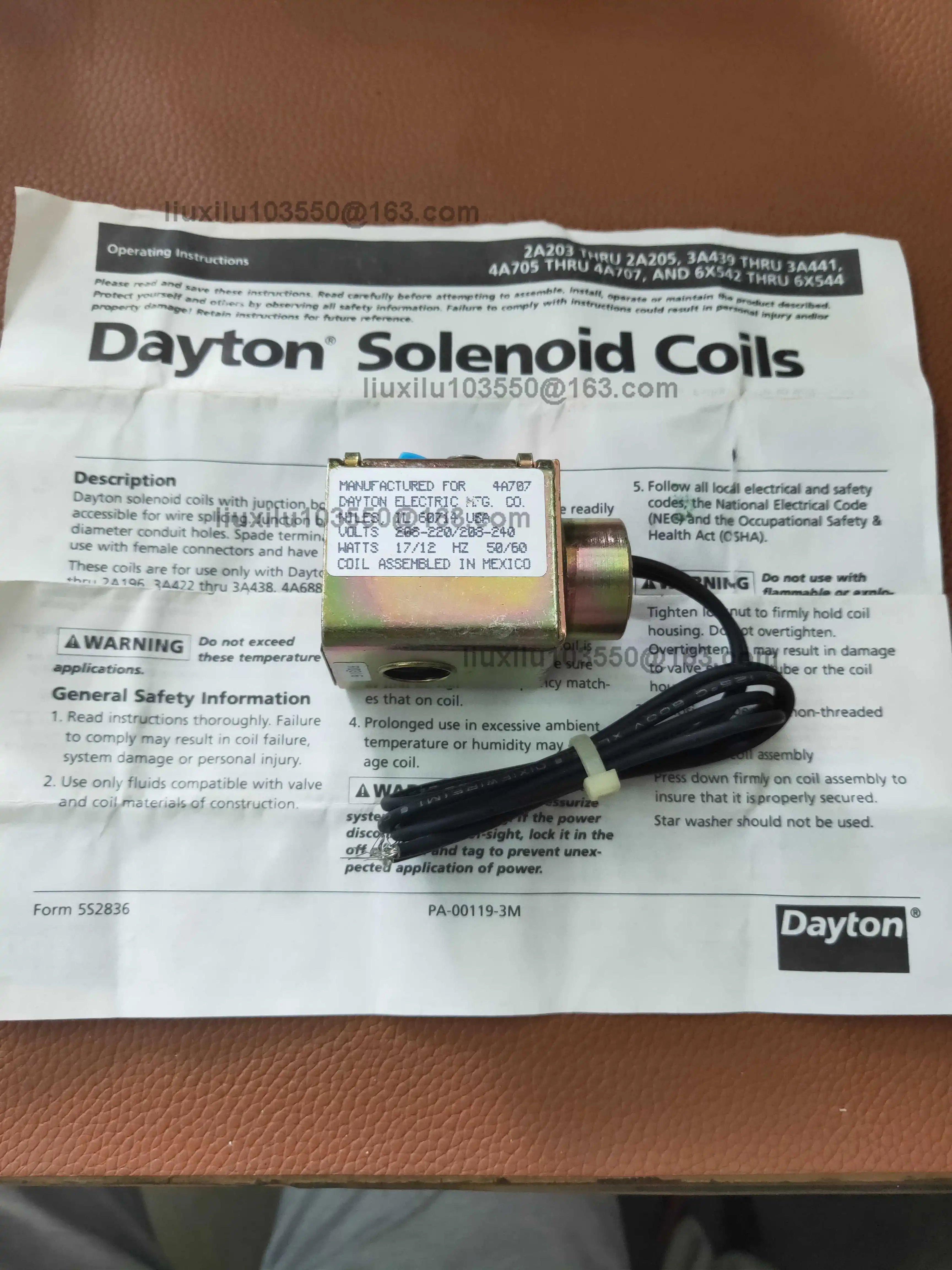 4A707 для катушки электромагнитного клапана DAYTON