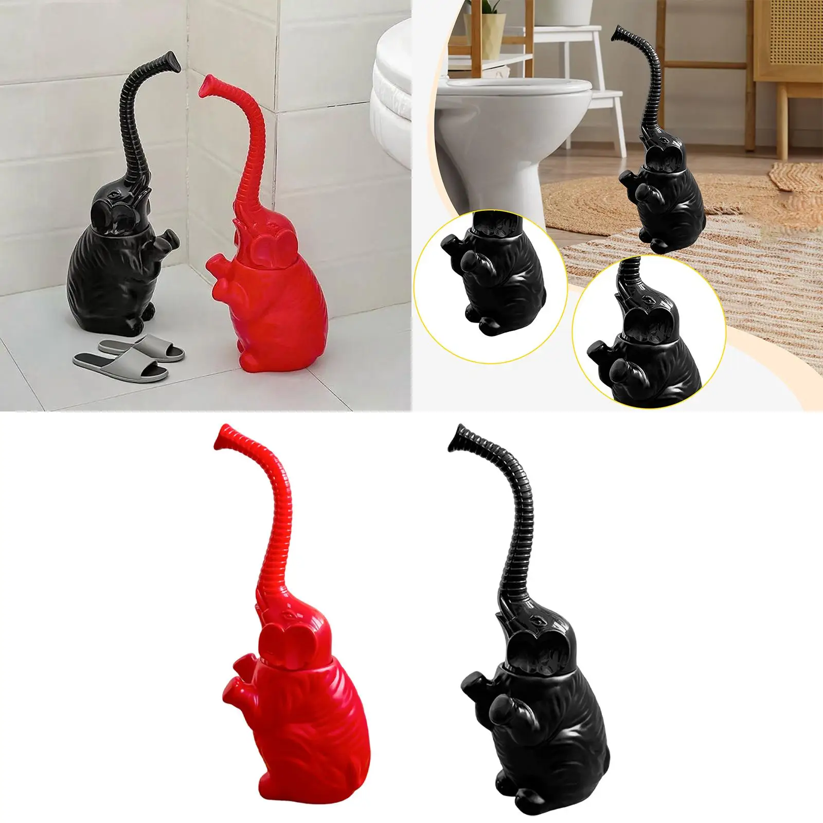 

Elephant Toilet Brush with Holder, Long Handle, Accessories, Multifunctional,