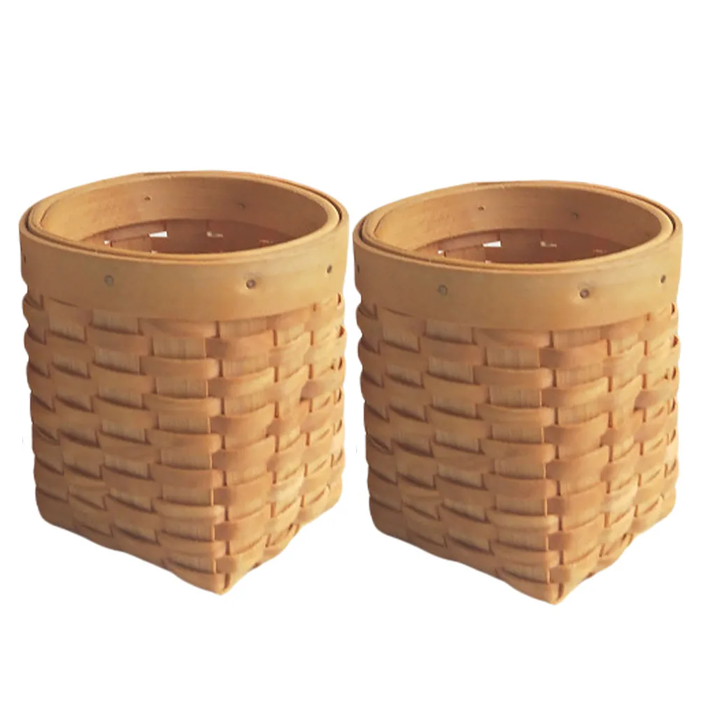 

Rattan Pen Holder Wood Woven Storage Basket Desktop Organizer Compact Size Home Office School Small Sundries Makeup