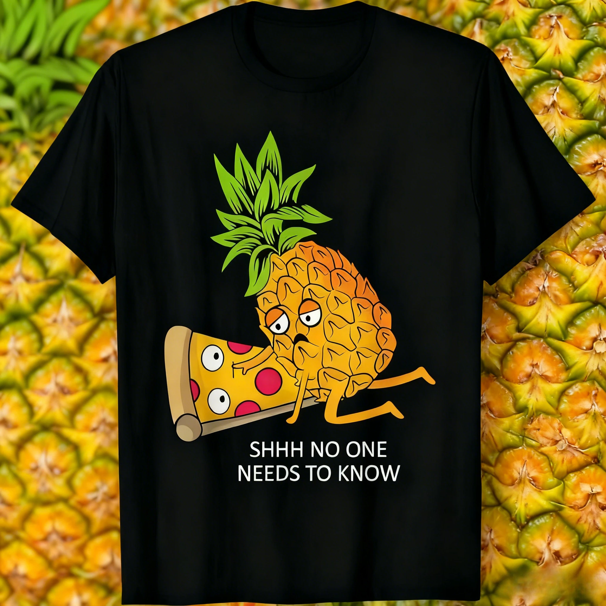 L'ananas appartient sur l'amant de la pizza T-shirt drôle de jeu de mots de nourriture