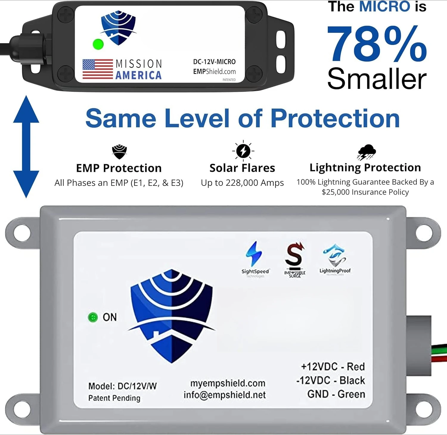 حماية Micro Vehicle EMP 12 فولت DC للسيارة والشاحنات (DC-12V-Micro) البرق والمتوهج بالطاقة الشمسية والحماية من زيادة التيار · تخفيضات ساخنة