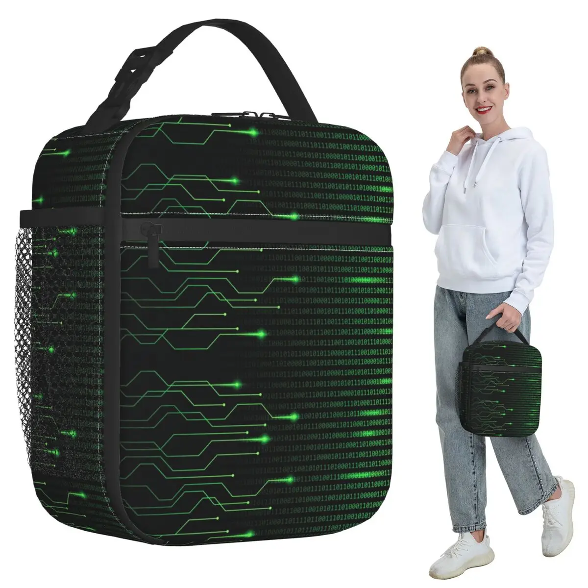 

Binary Code Inside Throw Blanket And Lightweight Fleece Insulated Lunch Bag Cooler Thermal Food Box Tote Lunch Boxes Container
