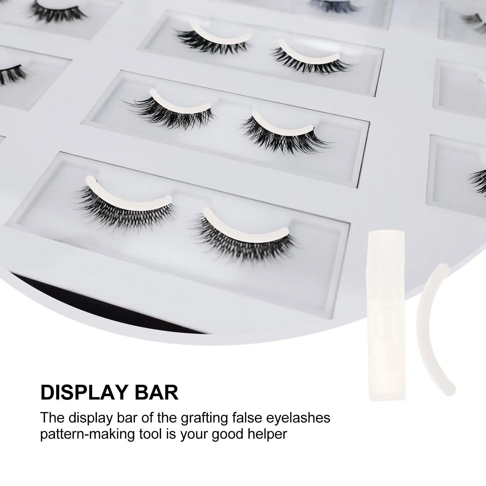 10個のつけまつげディスプレイストリップ、エクステンション用ラッシュホルダー、お手入れ簡単、ポータブルで快適なピックアップツール付き
