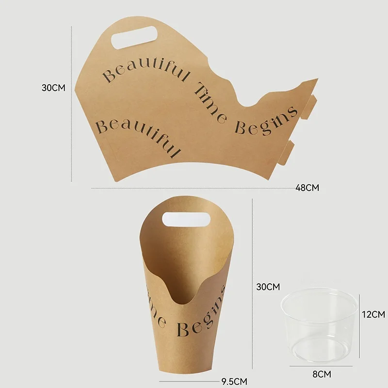 Kraft Paper Handbag Waterproof Gift Box Handbag Flower Packaging Box Colored Waterproof Flower Box For Party Home Wedding