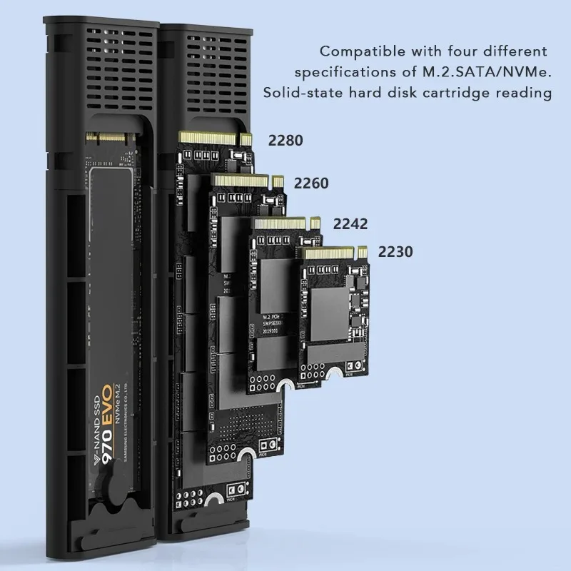 Dual Bay M2 SSD Case Type C USB3.2 Gen2 10Gbps M.2 SATA NGFF Dual Protocol Aluminum Alloy PCIE NVME SSD Enclosure