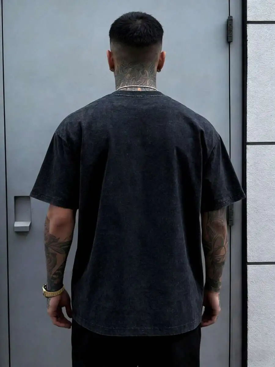

Washed Cotton Graphic Tee Oversize Unisex Heavyweight T-Shirt For Men Summer