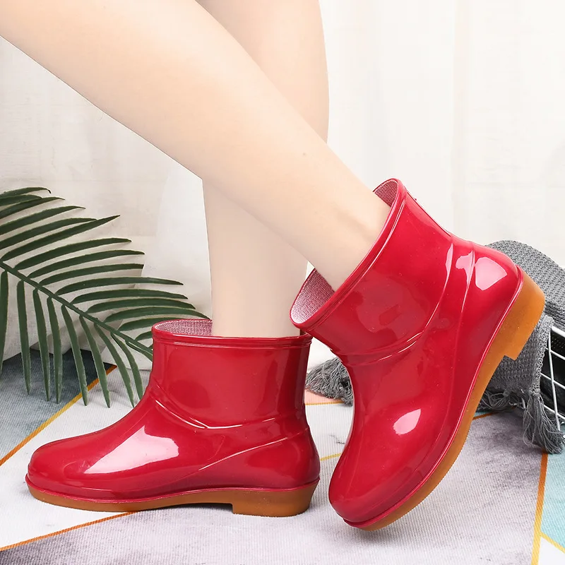 Rain Boots Women Low Anti-slip Fashion Kitchen Ladies Rain Shoes Short Fashion Water Shoes Oxfords Wearable Adult Water Shoes