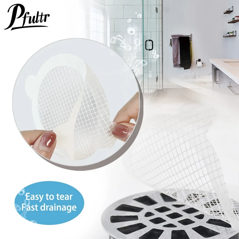 

50PCS Disposable Shower Drain Hair Catcher Mesh Stickers Anti-blocking Kitchen Sink Filter Strainer Bathroom Accessories