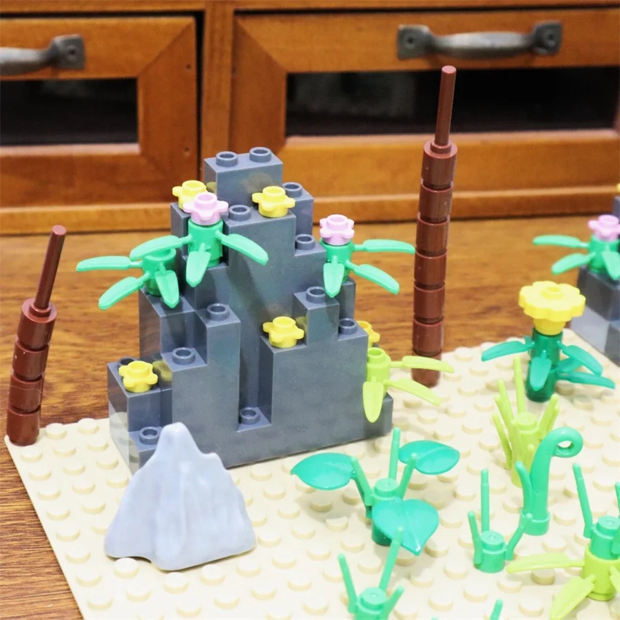 Zestaw klocków budowlanych MOC 10PCS Góry Wzgórza Akcesoria do majsterkowania Morze Model budowlany Klocki Dekoracja Scena Dzieci Prezenty urodzinowe