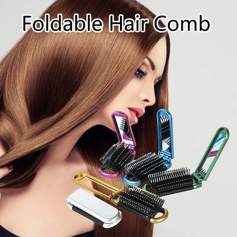 Foldable Hair Comb Scalp Massage Comb Hairbrush With Mirror Wet Curly Detangle Hair Brush For Salon Hairdressing Styling Tools