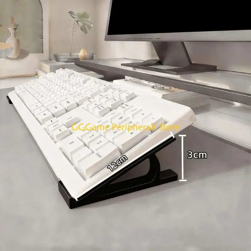U55B Keyboard Height Support Stand Pair Plastic Rear Lift with Front Lip for Remote Work Desks and Office Typing Tasks