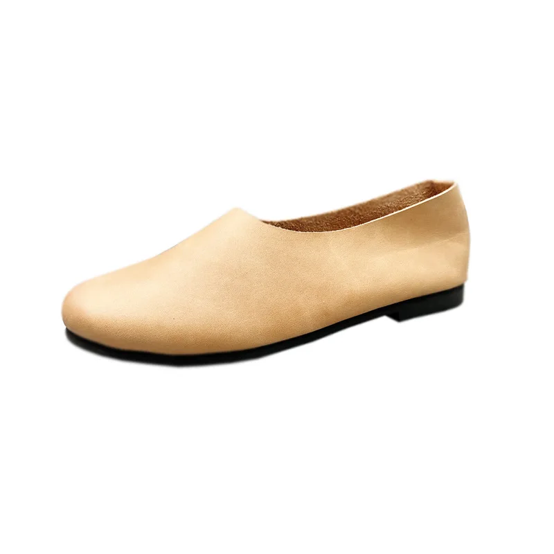 Ballerine da donna in vera pelle naturale suola morbida scarpe Oxford Slip On punta tonda scarpe da donna comode retrò 2023