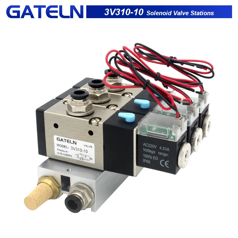 

3V310-10 Блок станций электромагнитных клапанов с фитингом глушителя, базовый коллектор DC24V AC220V