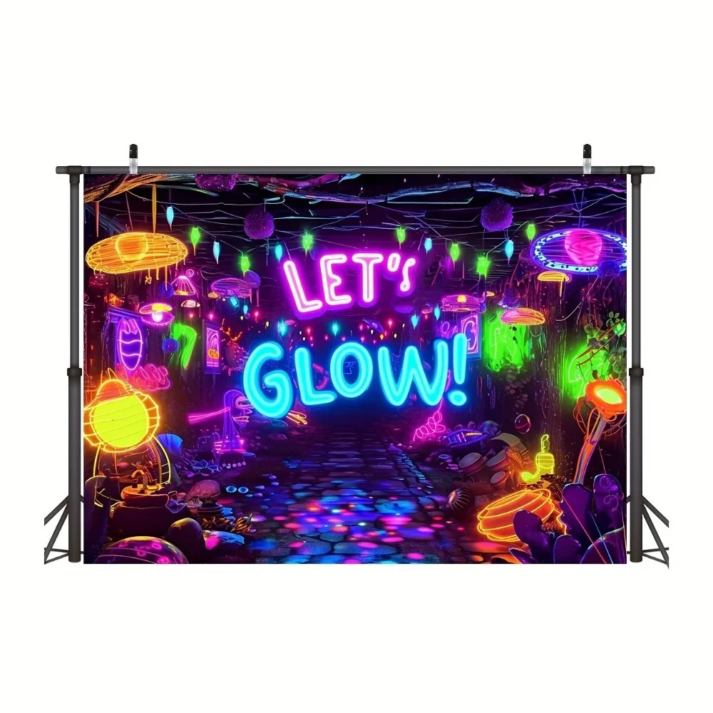 Neon Glow Party background fabric lets Glow Glow background Glow party theme background Halloween neon