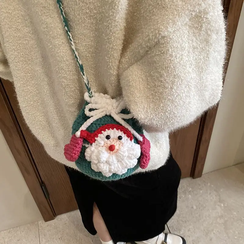 

Winter and Spring Simple Handmade Santa Claus Woven Mini Shoulder Crossbody Cute Coin Handheld Bag for Women