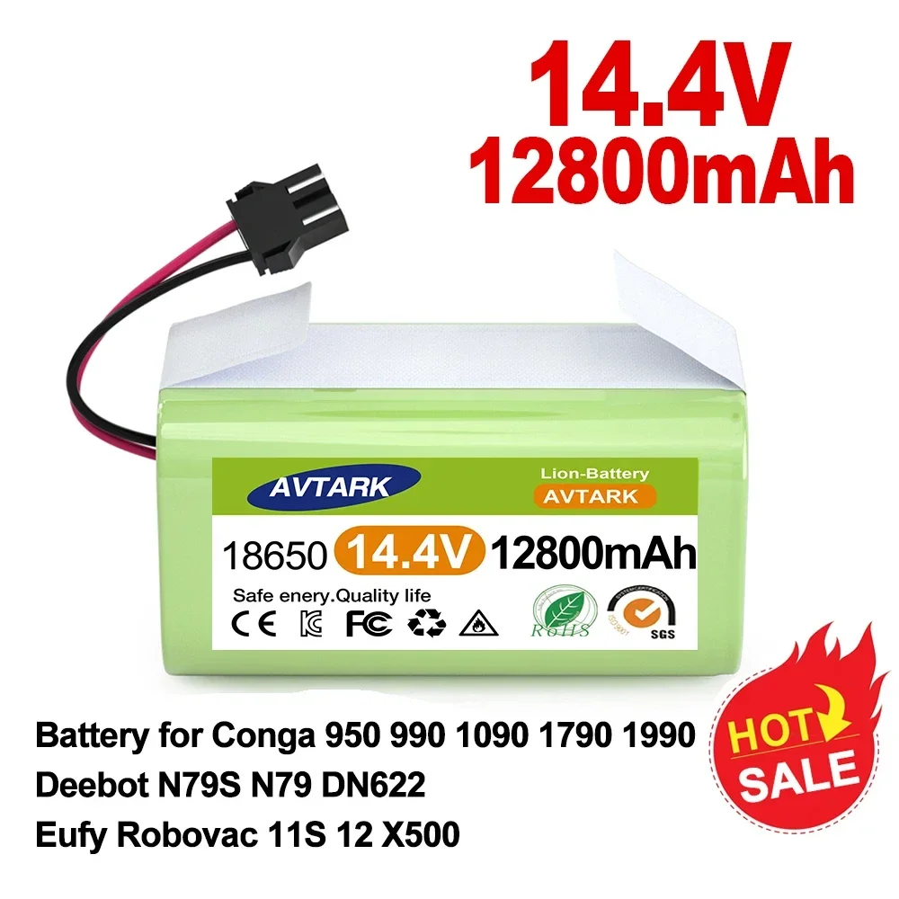 

14.4V 12800mAh Li-ion Battery for Conga Excellence 950 990 1090 1790 1990 Deebot N79S N79 DN622 Eufy Robovac 30 35C Rechargeable