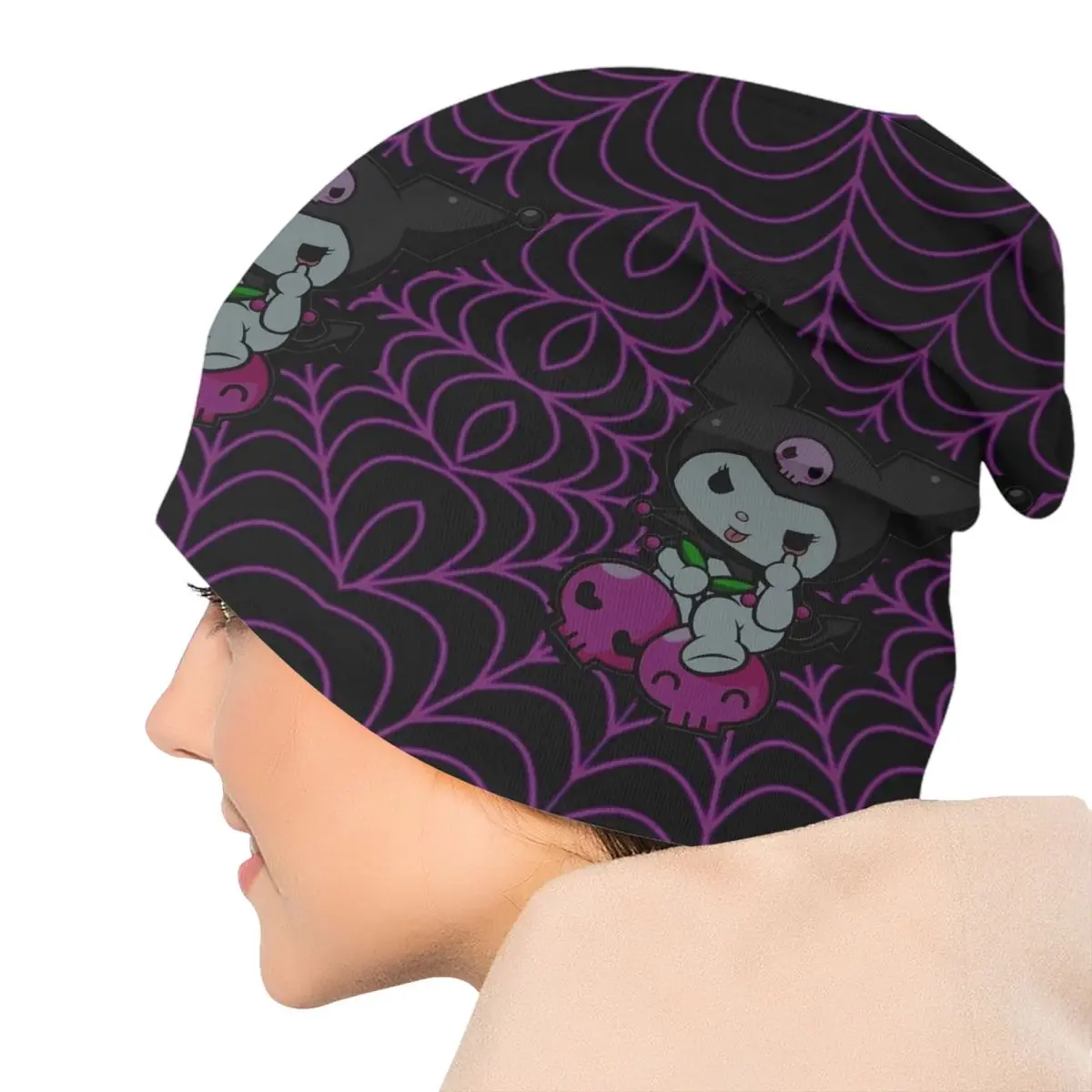 مخصص Kuromi لطيف الكرتون Skullies Beanies قبعات للجنسين شتاء دافئ متماسكة قبعة النساء الرجال الهيب هوب الكبار بونيه القبعات في الهواء الطلق قبعة تزلج
