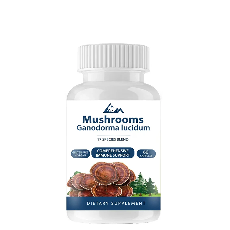 

Mushrooms ganodora lucidum capsules, supporting general health and vitality, mushroom supplement, odorless, 60 capsules