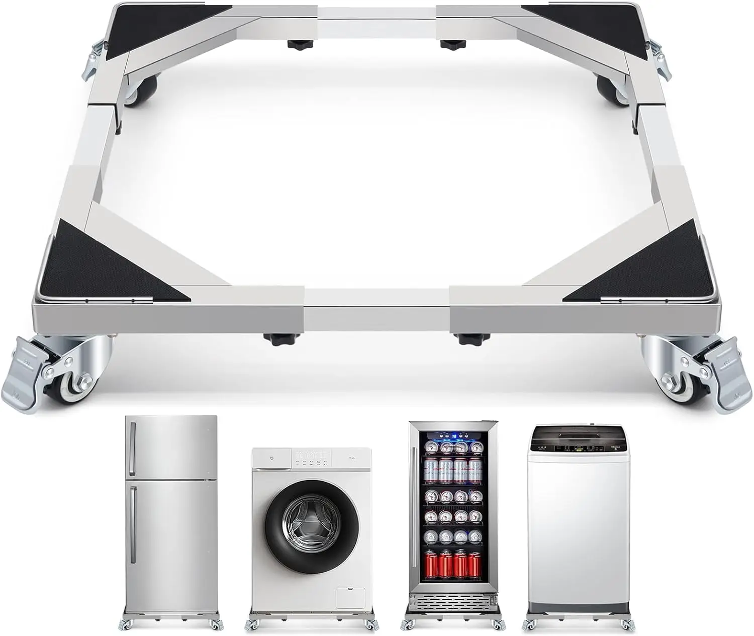 

Усовершенствованная тележка-платформа из нержавеющей стали для стиральных машин, грузоподъемность 317 кг, с блокирующимися колесами, регулируемая для бытовой техники