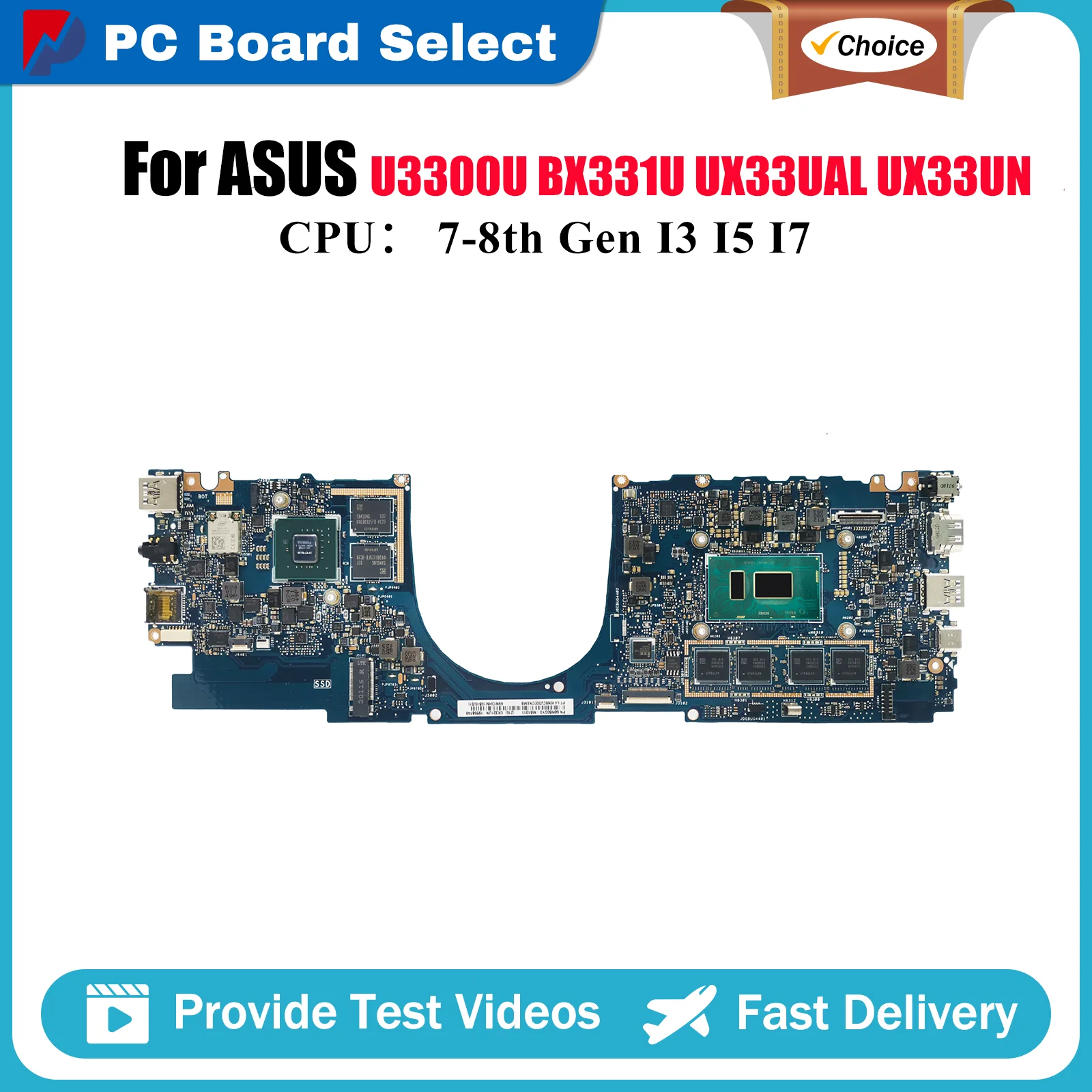 

UX331UN Материнская плата для ноутбука ASUS ZenBook UX33UAL UX331 UX33UN U3300U BX331U Материнская плата с процессором I3 I5 I7 100% тест ОК быстрая доставка