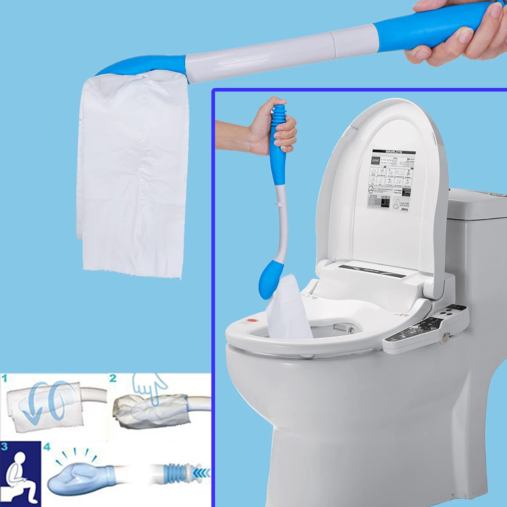 Toilet Aids for Wiping Bathroom Wipe Assistance Bottom Long Handle Reach Comfort Wiper Self Wipe Assist Holder Toilet Paper Grip