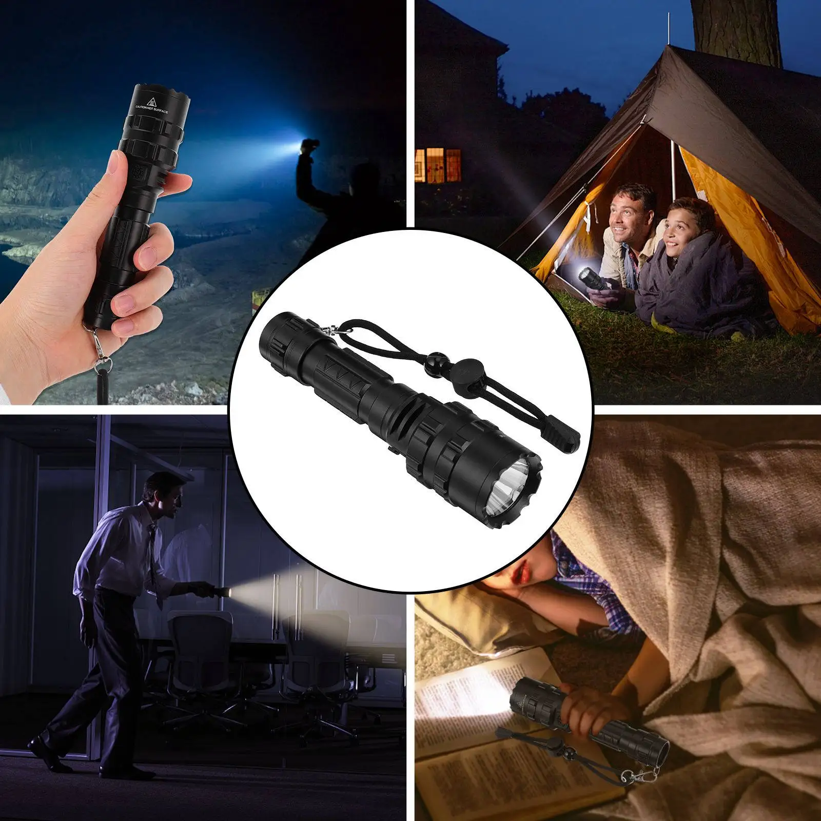 

Мощный USB-перезаряжаемый светодиодный фонарь для кемпинга, походов, охоты, портативный уличный аварийный фонарь для обеспечения безопасности