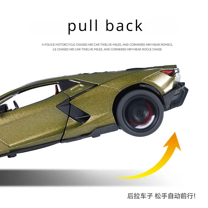 1:32 Lamborghini Revuelto Car Model Pull Back Acousto-optic Alloy Discast Metal Toys Car goods Model for Children boys