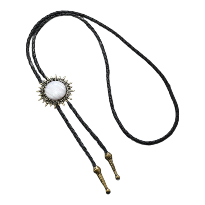 652F Bolo Tie for Adult Western Cowgirls Metal Necktie Rope Cord Pendants Necklaces Braids Jewelry for Women Teen Girls