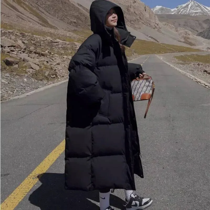 

Long Thickened Bread Women's Winter Outerwear Knee-Length Hong Kong Style Cotton Jacket Female Fashionable Coat