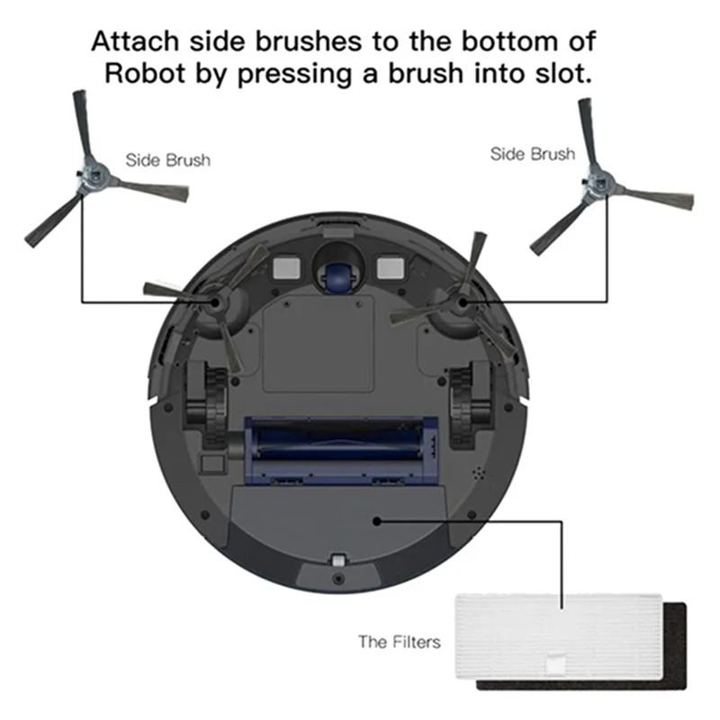 ABZS 6PCS Replacement Filter &Side Brush Accessories For Coredy 3500 R3500 R3500S R750 Robot Vacuum Highly Efficient