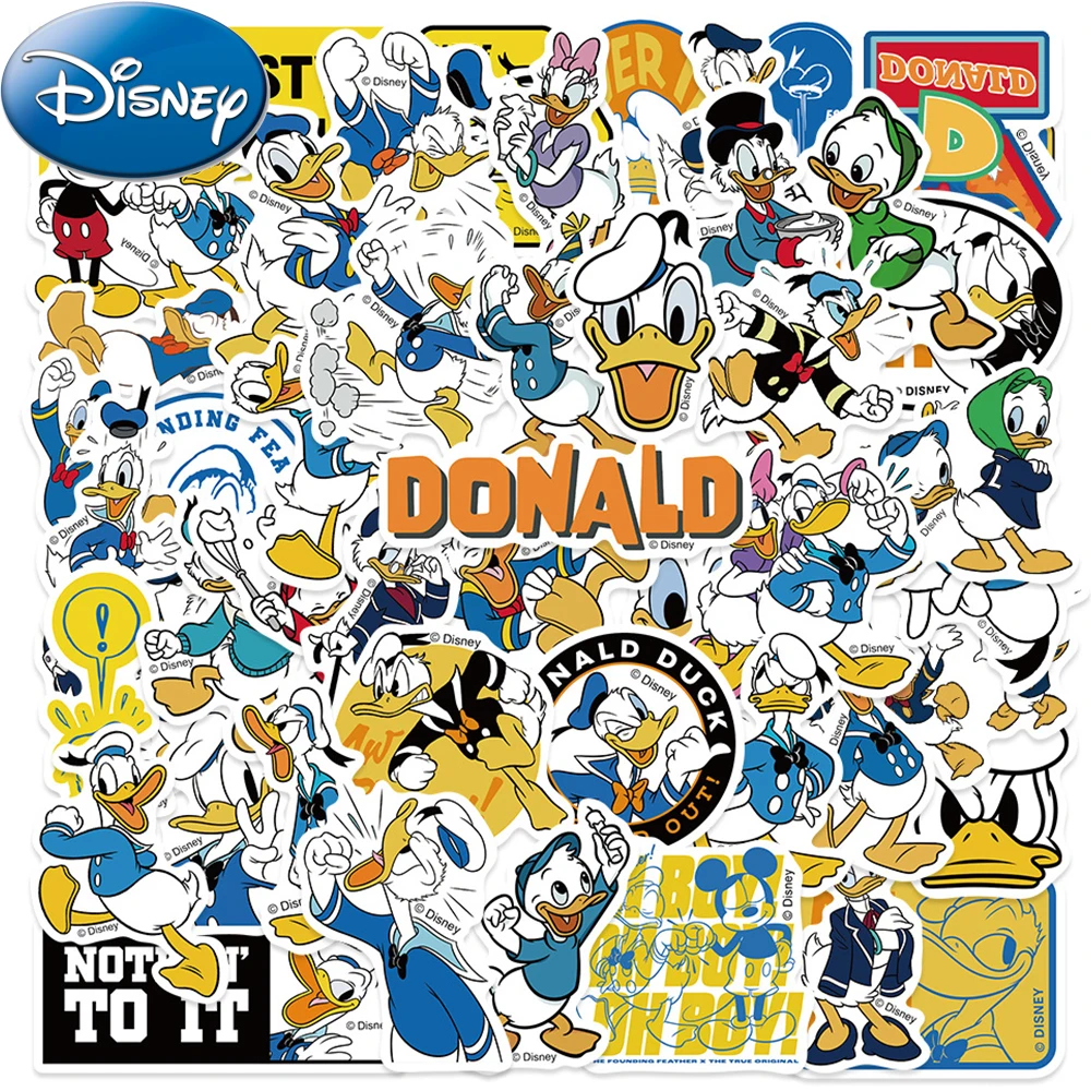 Autocollants de dessin animé mignon Disney pour enfants, Donald Duck, autocollants graffiti drôles, coque de téléphone, bouteille d'eau, décalcomanies de bagages, jouet, 10 pièces, 30 pièces, 50 pièces