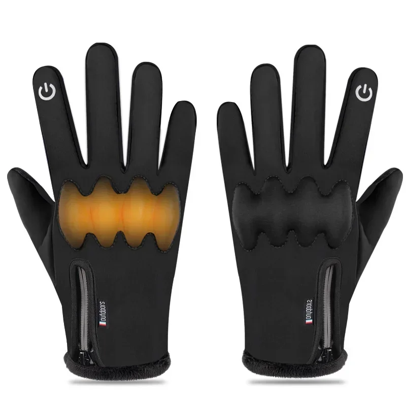 

Winter Cycling Warm Gloves For Men's Motorcycles Windproof Waterproof Thickened Plush Bicycle Gloves