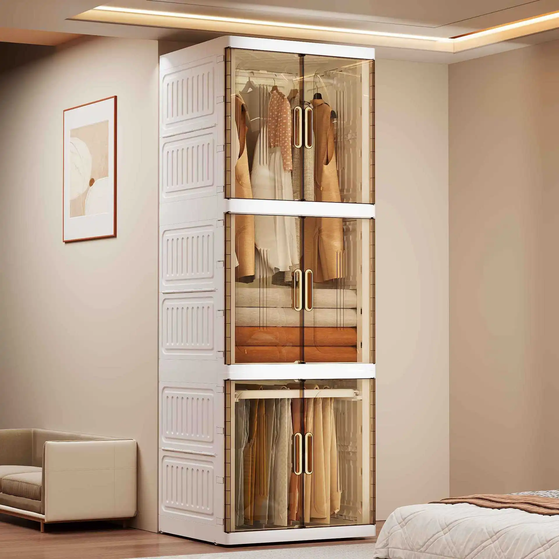 Multi-Functional Folding Closet for Home Bedroom Use Easy Assembly Multi-Tier Clothing Storage Wardrobe for Adults