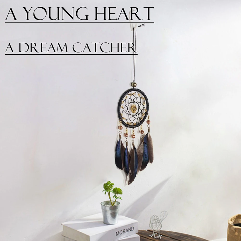 

Cute Retro Feather Dream Catcher Handcraft Bright Color Decorative Hanging Pendant Mini Auto Interior Decoration Car Accessories