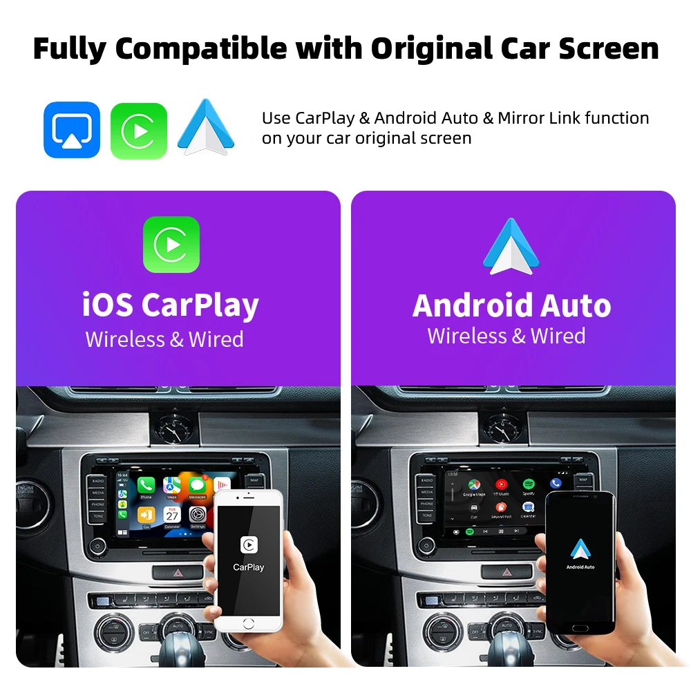 EKIY Wireless CarPlay Android Auto Navigation Map For VW/Volkswagen Tiguan Passat Sharan Toura RNS510 Radio Mirror Link