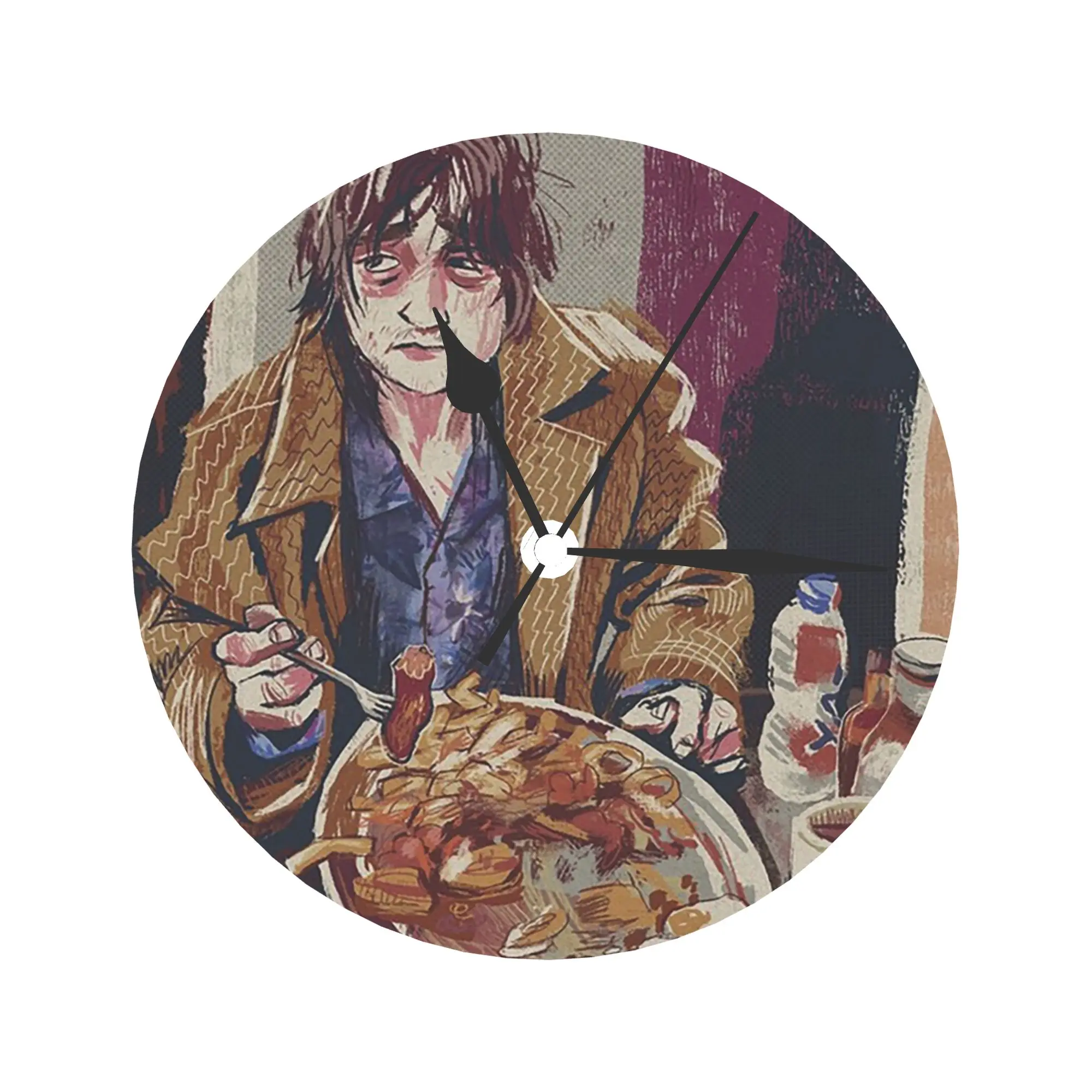 Pete Doherty Demolishing a Large Breakfast Wall Clock Room Decoration Silent Round Clock for Bedroom Living Kitchen Home
