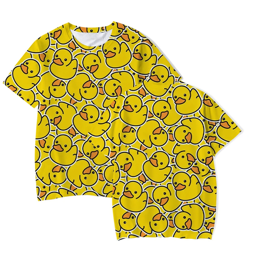 Cartoon Yellow Duck T-Shirt For Men Summer Short Sleeve Clothing Casual Oversized Streetwear Male Fashion 3D Printed Tees&Tops