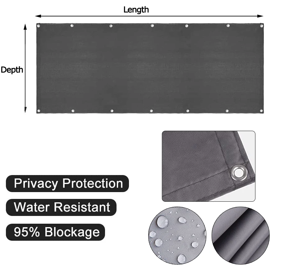 AUNCT 420D Waterproof Balcony Shield Outdoor Sail Awning UV Protection Sunshade Privacy Screen Terrace Cover Fence Privacy