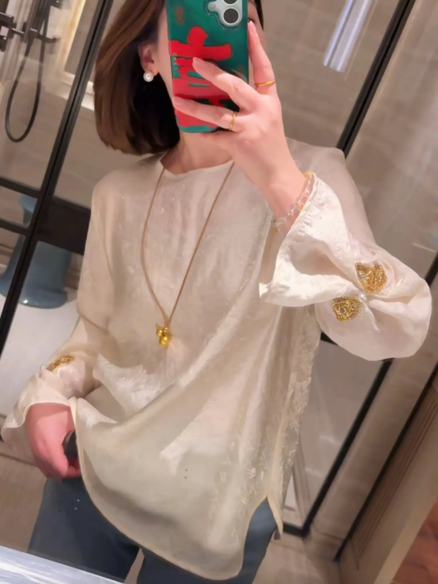

New Chinese Style Satin Long Sleeve Women's Shirt Spring 2026 Loose High-End Feeling Trendy Small Shirt Comfortable Breathable