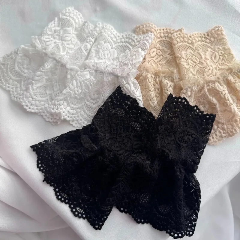 New Mesh Lace Hollow Hook Flower Fake Sleeve Set for Women's Fashion with Trumpet Cuffs Lace Fake Sleeves Wrist Cover