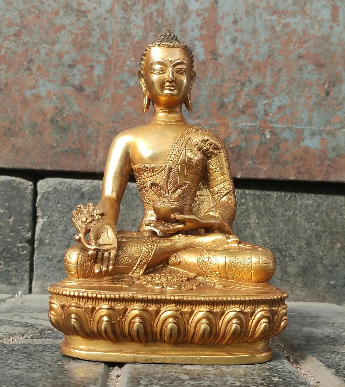 Antiques bronze Buddha Statue Buddhism Kwan-yin Vintage bhagavan Bhaisajya