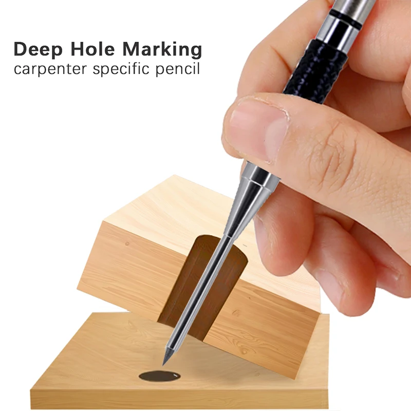 New Deep Hole Woodworking Mechanical Pencil, 2.0mm Anti Slip Soft Set Grip Handle Automatic Pencil Engineer Drawing Marking Tool