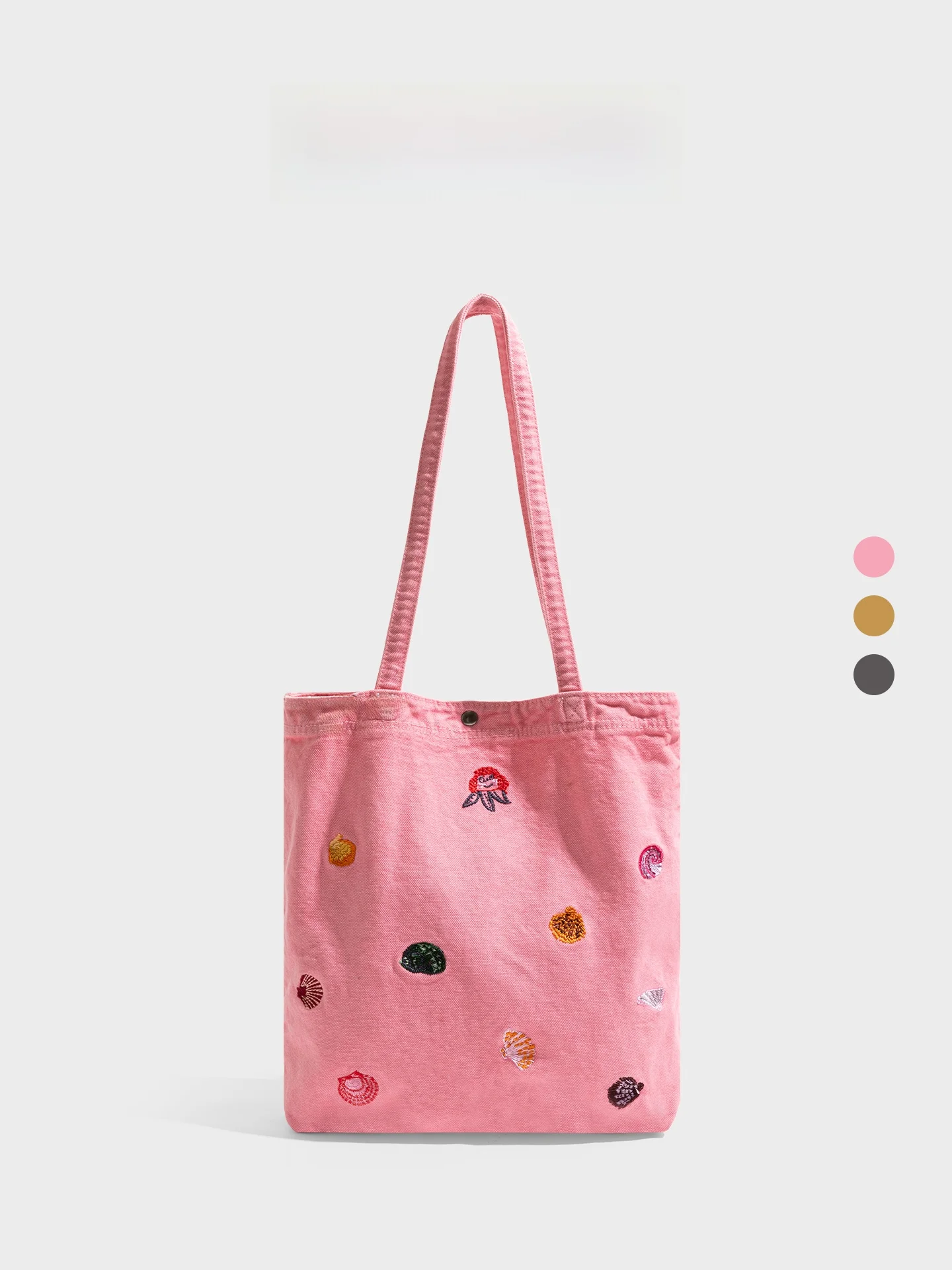 

Hand-Painted Embroidery Canvas Tote Bag Women's Style 2026 New Pink Summer Shoulder Handbag Casual Simple Style Magnetic Buckle