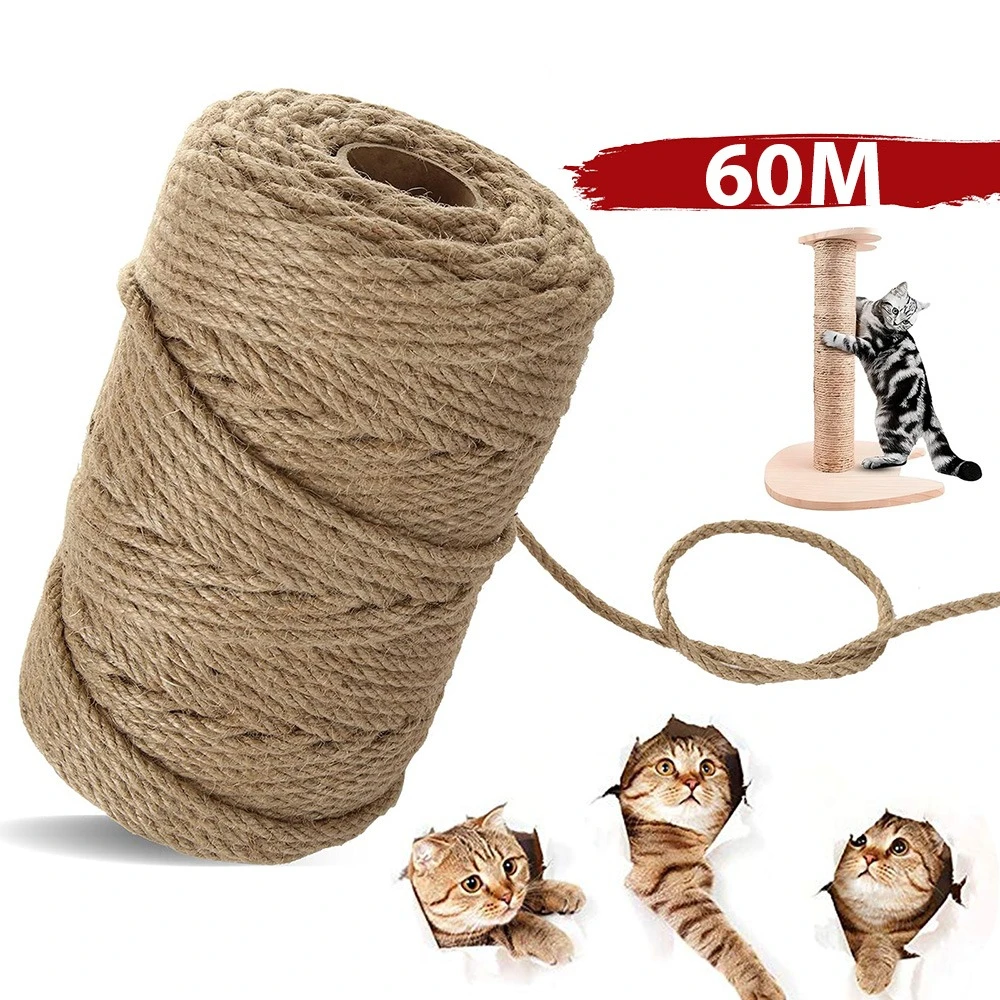Corda da 60 m di lunghezza, resistente ai graffi, realizzata in sisal naturale e canapa, ideale per alberi da arrampicata, come sostituto dei tronchi degli alberi.