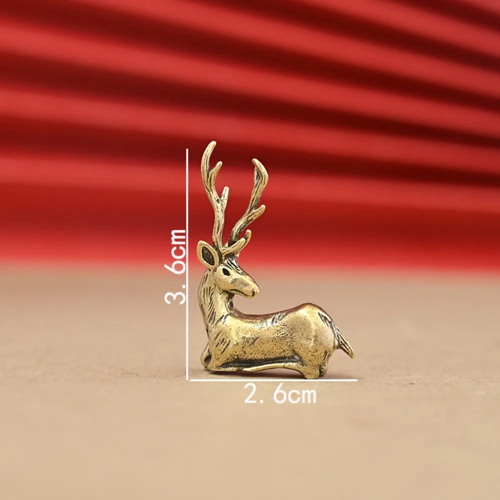 Vintage Brass Deer Figurine Christmas Reindeer Statue Xmas Metal Elk Ornament Desktop Display Home Decoration Party Favors Gifts