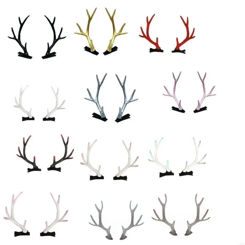 مشبك شعر قرن الوعل الأبيض الفني على الطراز الصيني لتزيين الشعر دبوس شعر كوسبلاي للأنشطة التنكرية #5